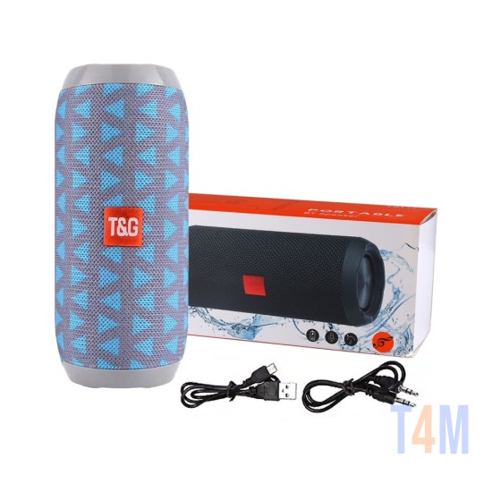 CAIXA DE COLUNA SEM FIO BLUETOOTH T&G TG-117 TF CARTÃO/DISCO U/AUXILIAR/RÁDIO FM 4.2 CINZA CÉU AZUL